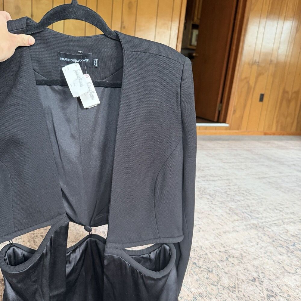 Brandon Maxwell Cut Out Coat Top In Black Size 10 MSRP $2795 Silk Evening Coat - Picture 15 of 15
